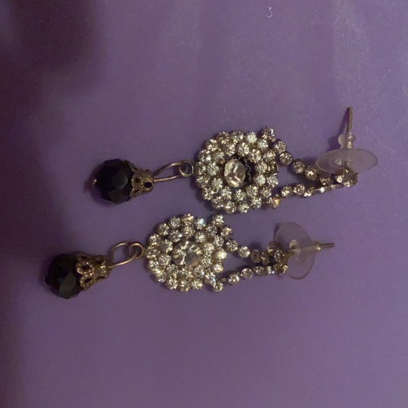Silver and black earrings - Picture 2 of 2